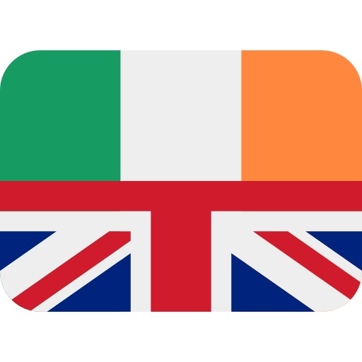 Half and half flags of the UK and Ireland